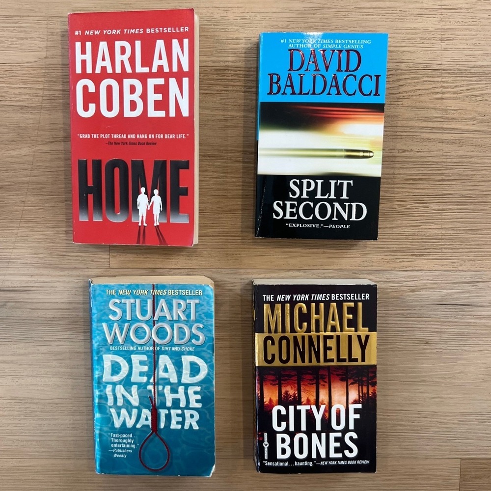 4 Thriller‎ Novels Mixed Titles Michael Connelly, Harlan Coben, Stuart Woods